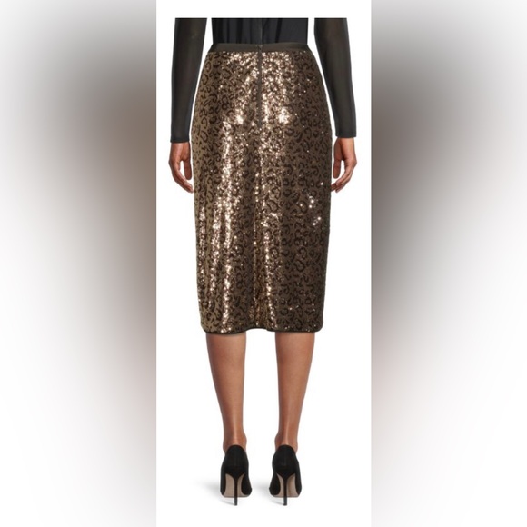 Elie Tahari Sequin Embellished Cheetah Print Skirt - Picture 4 of 5